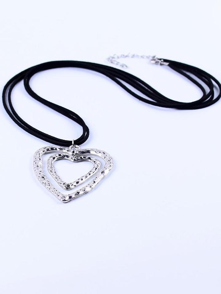 Double heart-shaped brown leather long necklace - INS | Online Fashion Free Shipping Clothing, Dresses, Tops, Shoes