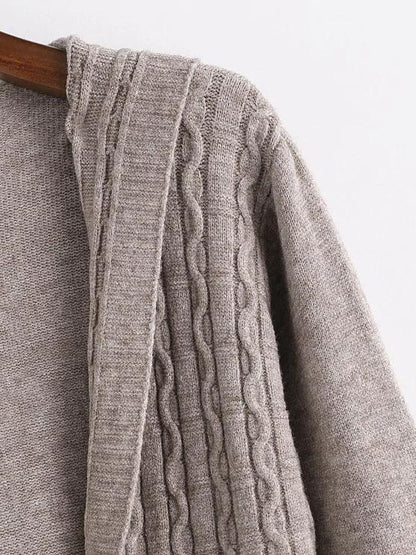 Drawstring Cable Knit Dual Pocket Cardigan - INS | Online Fashion Free Shipping Clothing, Dresses, Tops, Shoes