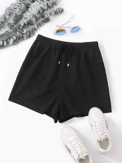 Drawstring Waist Wide Leg Shorts - INS | Online Fashion Free Shipping Clothing, Dresses, Tops, Shoes