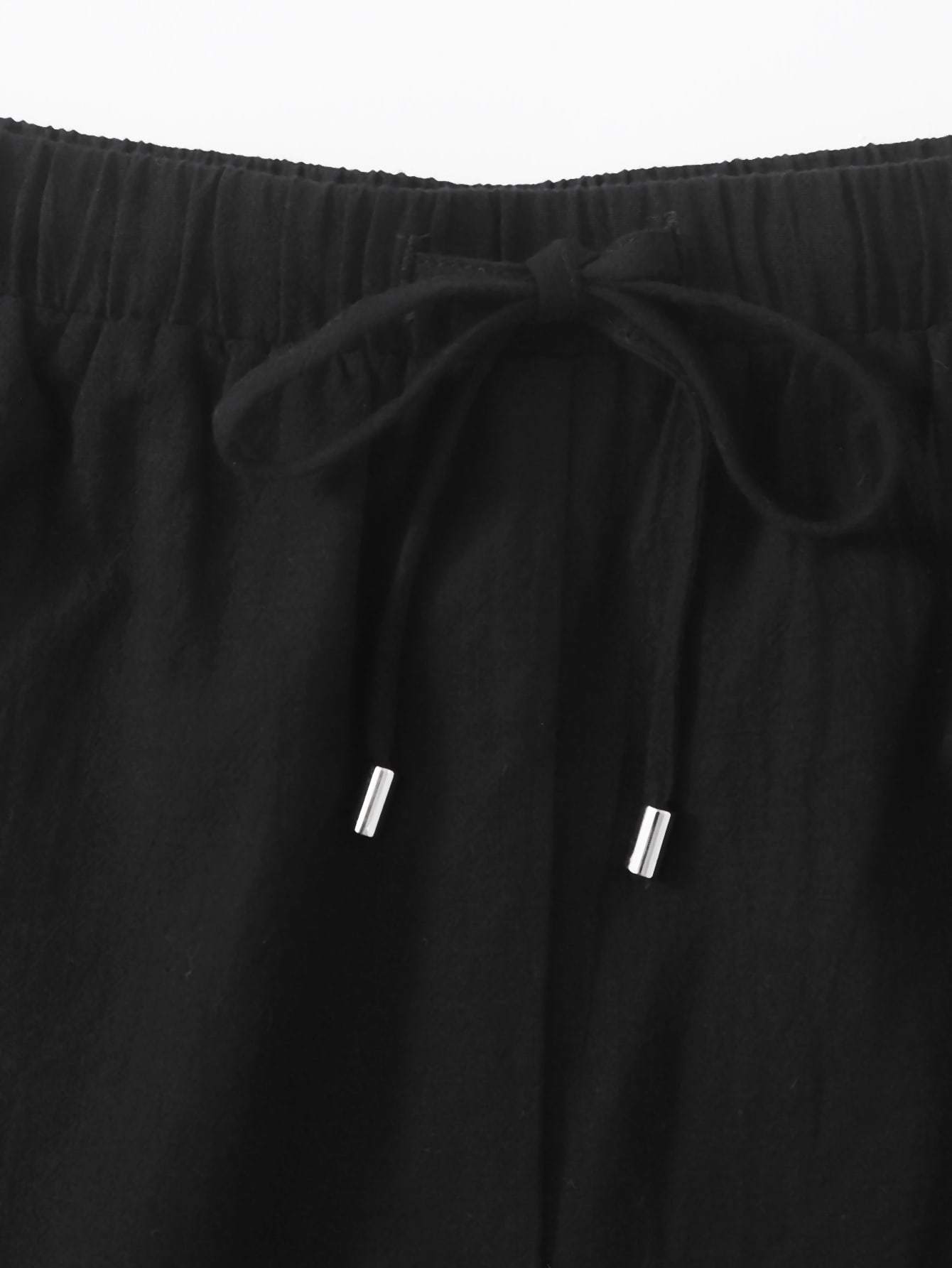 Drawstring Waist Wide Leg Shorts - INS | Online Fashion Free Shipping Clothing, Dresses, Tops, Shoes