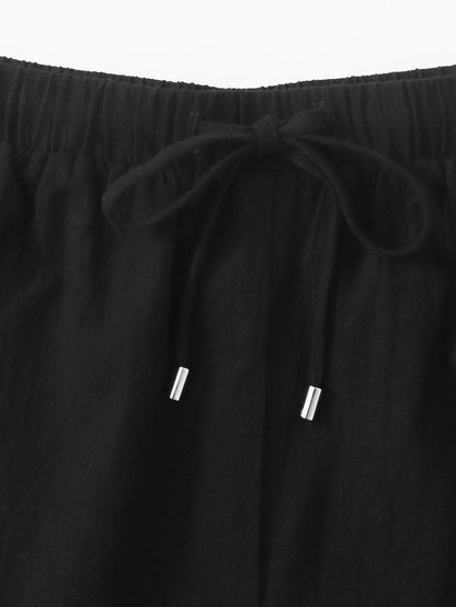 Drawstring Waist Wide Leg Shorts - INS | Online Fashion Free Shipping Clothing, Dresses, Tops, Shoes