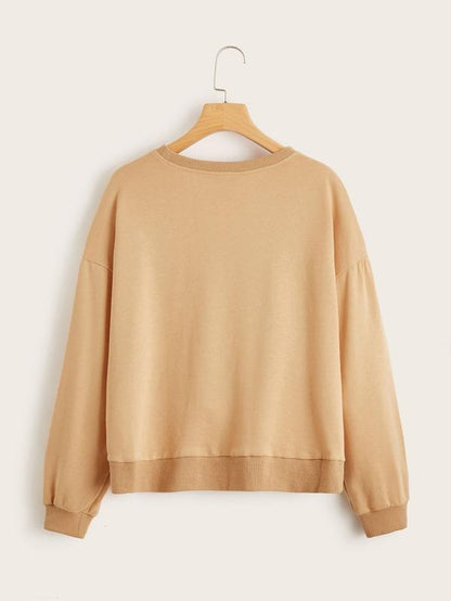 Drop Shoulder Bow Detail Split Hem Pullover - INS | Online Fashion Free Shipping Clothing, Dresses, Tops, Shoes