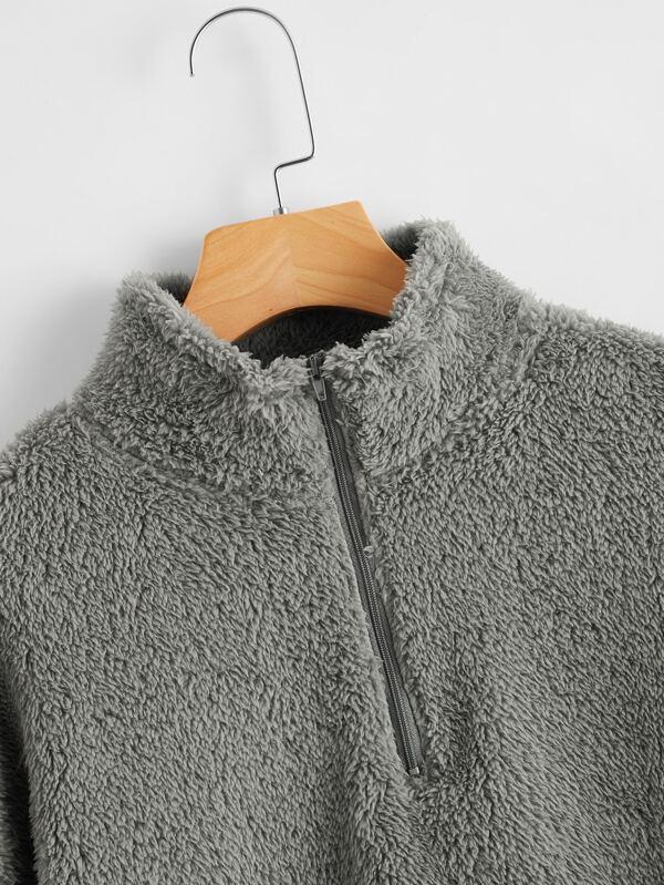 Drop Shoulder Drawstring Hem Flannel Sweatshirt - INS | Online Fashion Free Shipping Clothing, Dresses, Tops, Shoes