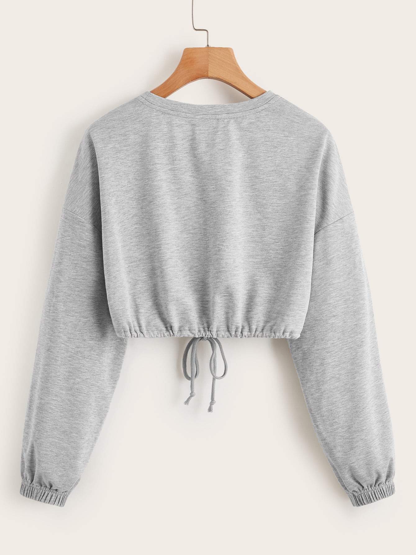 Drop Shoulder Drawstring Hem Pullover - INS | Online Fashion Free Shipping Clothing, Dresses, Tops, Shoes