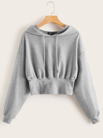 Drop Shoulder Drawstring Hoodie - INS | Online Fashion Free Shipping Clothing, Dresses, Tops, Shoes