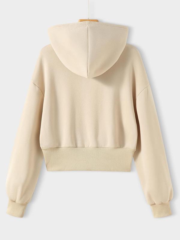 Drop Shoulder Drawstring Thermal Hoodie - INS | Online Fashion Free Shipping Clothing, Dresses, Tops, Shoes