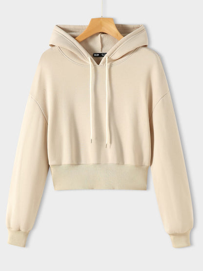 Drop Shoulder Drawstring Thermal Hoodie - INS | Online Fashion Free Shipping Clothing, Dresses, Tops, Shoes