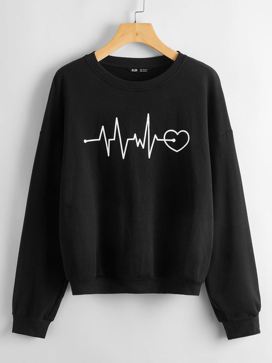 Drop Shoulder Graphic Pullover - INS | Online Fashion Free Shipping Clothing, Dresses, Tops, Shoes