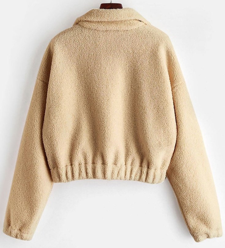 Drop Shoulder Half Zipper Placket Teddy Pullover - Sweatshirts - INS | Online Fashion Free Shipping Clothing, Dresses, Tops, Shoes - 01/29/2021 - Beige - Casual