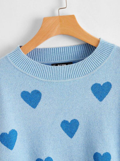 Drop Shoulder Heart Sweater