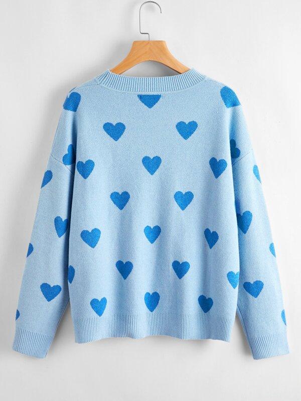 Drop Shoulder Heart Sweater - INS | Online Fashion Free Shipping Clothing, Dresses, Tops, Shoes