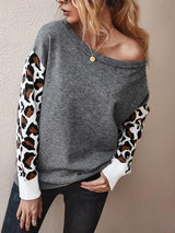 Drop Shoulder Leopard Panel Pullover Sweater - Sweaters - INS | Online Fashion Free Shipping Clothing, Dresses, Tops, Shoes - 02/07/2021 - Autumn - Casual