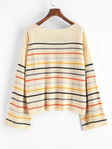 Drop Shoulder Mixed Stripes Sweater - INS | Online Fashion Free Shipping Clothing, Dresses, Tops, Shoes