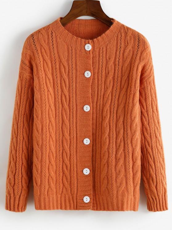 Drop Shoulder Pointelle Knit Button Up Cardigan - INS | Online Fashion Free Shipping Clothing, Dresses, Tops, Shoes