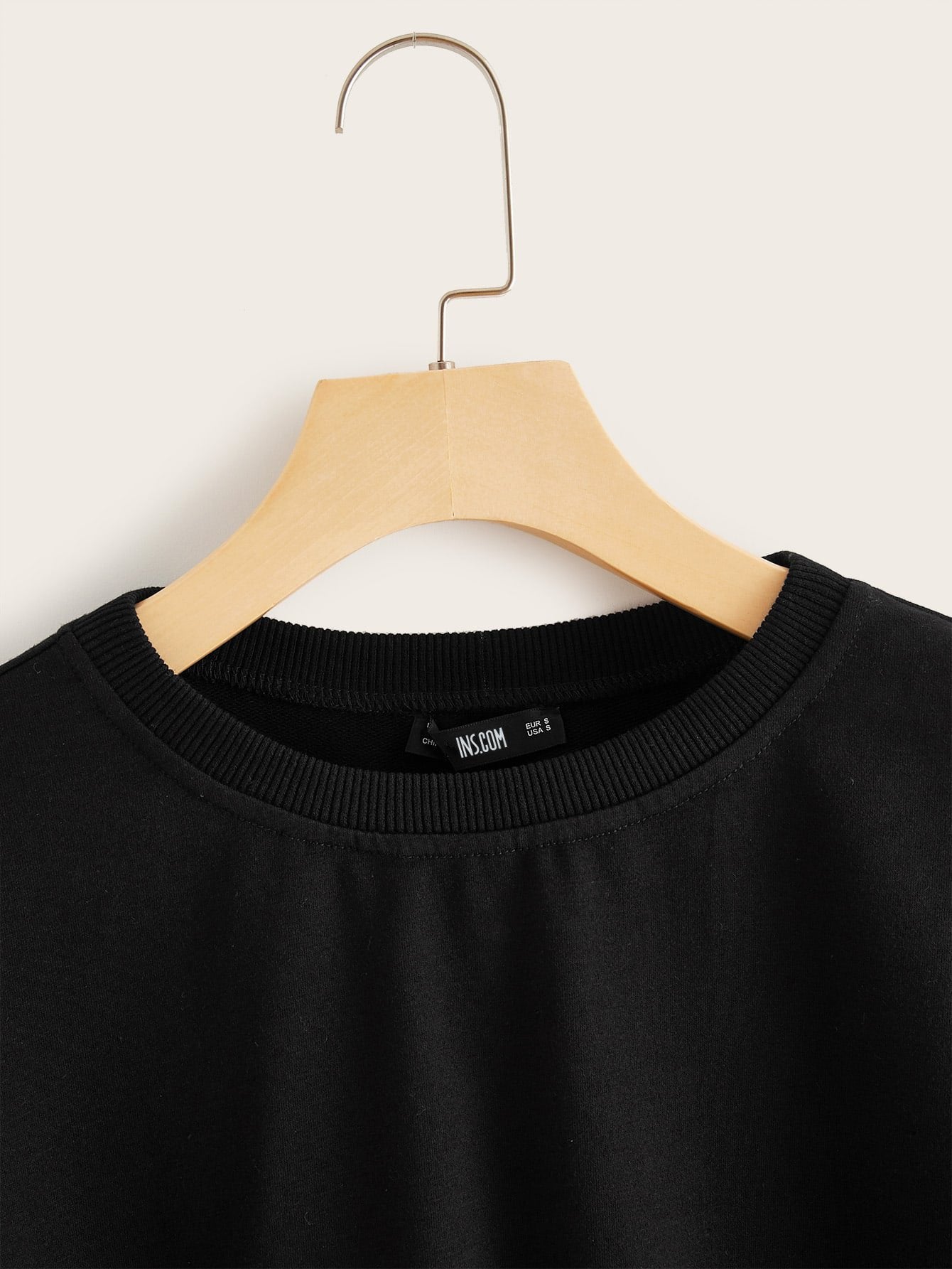 Drop Shoulder Solid Crop Pullover - INS | Online Fashion Free Shipping Clothing, Dresses, Tops, Shoes