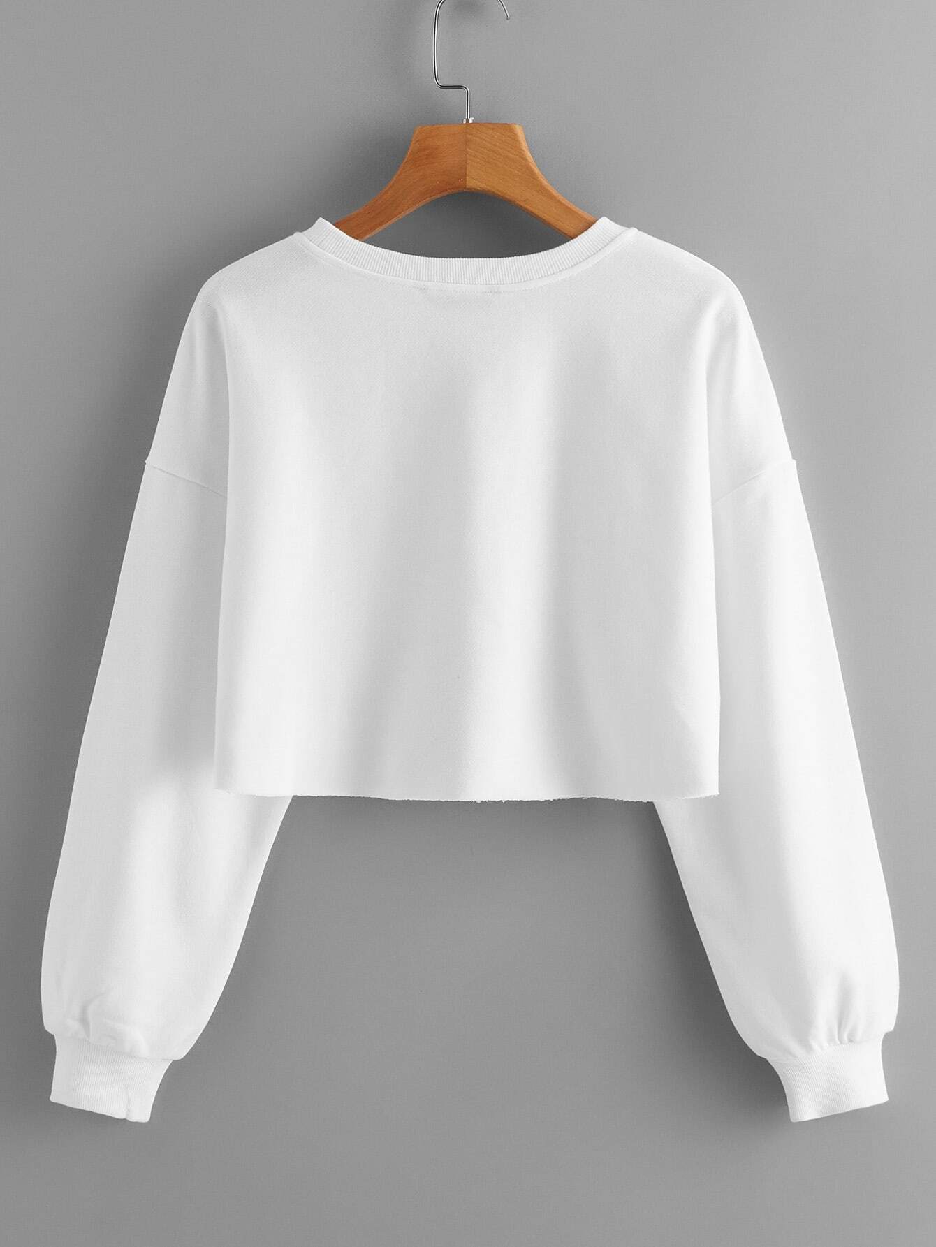 Drop Shoulder Solid Crop Pullover - INS | Online Fashion Free Shipping Clothing, Dresses, Tops, Shoes