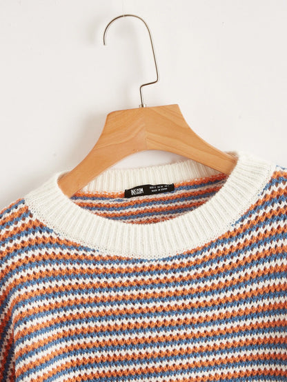 Drop Shoulder Striped Sweater - INS | Online Fashion Free Shipping Clothing, Dresses, Tops, Shoes