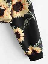 Drop Shoulder Sunflower Pattern Short Sweatshirt - INS | Online Fashion Free Shipping Clothing, Dresses, Tops, Shoes