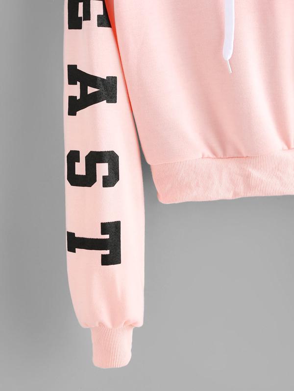 East Coast Graphic Cropped Drawstring Hoodie - INS | Online Fashion Free Shipping Clothing, Dresses, Tops, Shoes