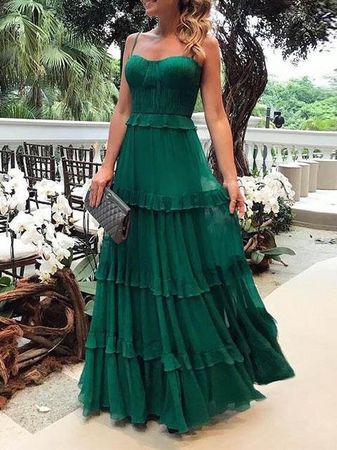 Elagant Big Swing Party Suspenders Dress - Maxi Dresses - INS | Online Fashion Free Shipping Clothing, Dresses, Tops, Shoes - 20/07/2021 - 40-50 - color-green