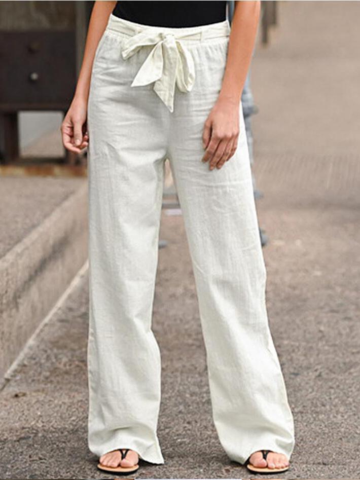 Elastic Waist Solid Color Cotton And Linen Wide-leg Loose Pants - Pants - INS | Online Fashion Free Shipping Clothing, Dresses, Tops, Shoes - 12/05/2021 - 120521 - Category_Pants