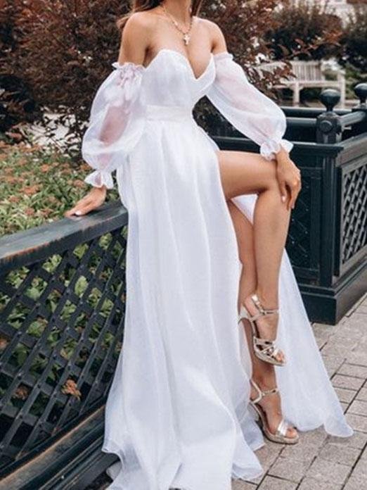 Elegant Lace Sleeve Big Swing Dress - Maxi Dresses - INS | Online Fashion Free Shipping Clothing, Dresses, Tops, Shoes - 19/07/2021 - 40-50 - color-white