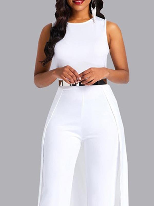 Elegant Solid Color Sleeveless Jumpsuit - Jumpsuits - INS | Online Fashion Free Shipping Clothing, Dresses, Tops, Shoes - 24/05/2021 - Color_White - JUM210524171