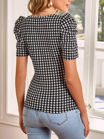 Elegant V-neck Short-sleeved Blouse - Blouses - INS | Online Fashion Free Shipping Clothing, Dresses, Tops, Shoes - 01/07/2021 - 10-20 - BLO2107011138