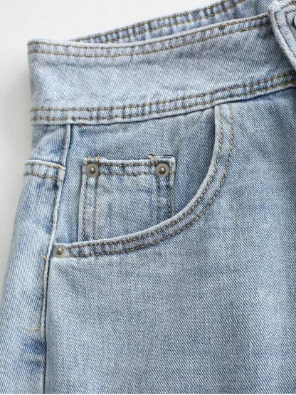 Embroidered Denim Frayed Hem Cutoff Shorts - INS | Online Fashion Free Shipping Clothing, Dresses, Tops, Shoes