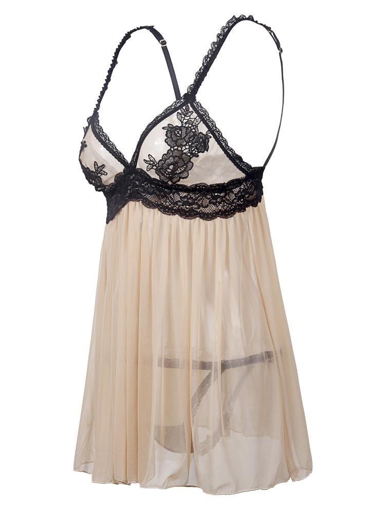 Embroidered Lace Transparent Suspender Skirt - Lingeries - INS | Online Fashion Free Shipping Clothing, Dresses, Tops, Shoes - 07/06/2021 - Category_ Lingeries - Color_Apricot