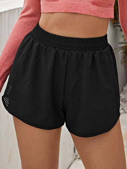 Eyelet Cut Out Solid Sports Shorts - INS | Online Fashion Free Shipping Clothing, Dresses, Tops, Shoes