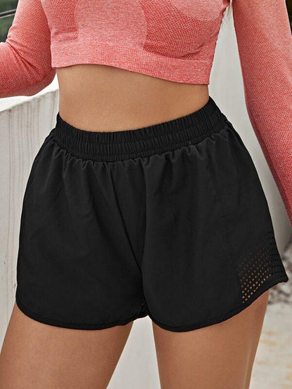 Eyelet Cut Out Solid Sports Shorts - INS | Online Fashion Free Shipping Clothing, Dresses, Tops, Shoes