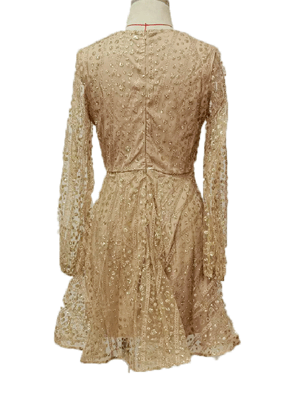 Fairy Long Sleeve Bronzing Dress Mini Dress - Mini Dresses - INS | Online Fashion Free Shipping Clothing, Dresses, Tops, Shoes - 09/04/2021 - Color_Golden - DRE210409724