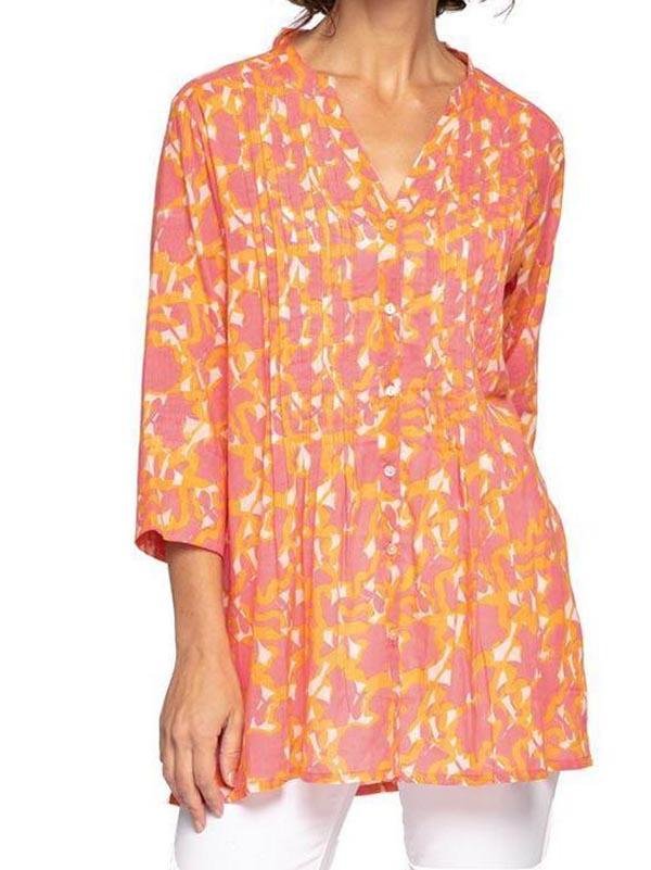Farrah Pink blu Cotton Pintuck Tunic - Blouses - INS | Online Fashion Free Shipping Clothing, Dresses, Tops, Shoes - 03/09/2021 - 2021ClothingEmail - bluthreads