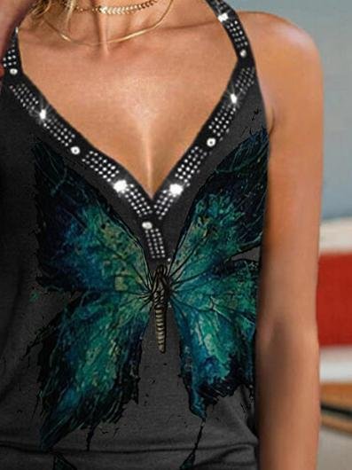 Fashion Butterfly Print Sleeveless Camisole - Tank Tops - INS | Online Fashion Free Shipping Clothing, Dresses, Tops, Shoes - 10/06/2021 - Color_Green - Color_Purple