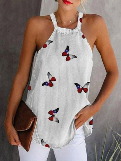 Fashion Butterfly Print Sleeveless Tank Top - Tanks Tops - INS | Online Fashion Free Shipping Clothing, Dresses, Tops, Shoes - 10-20 - 30/07/2021 - Category_Tank Tops