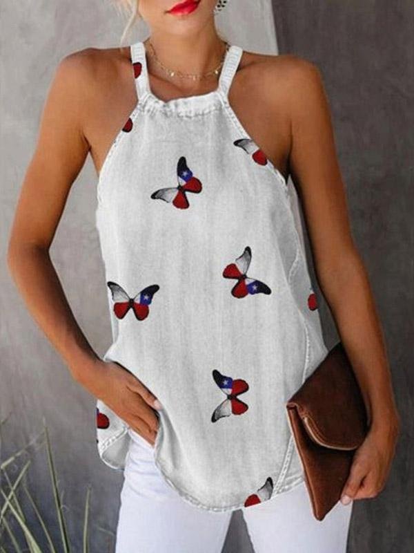 Fashion Butterfly Print Sleeveless Tank Top - Tanks Tops - INS | Online Fashion Free Shipping Clothing, Dresses, Tops, Shoes - 10-20 - 30/07/2021 - Category_Tank Tops