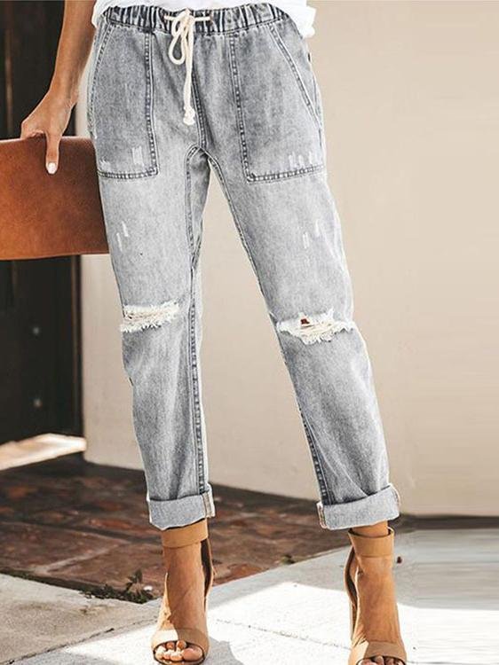 Fashion Casual Street Hipster Straight Leg Ripped Trousers Jeans - Jeans - INS | Online Fashion Free Shipping Clothing, Dresses, Tops, Shoes - 20-30 - 21/07/2021 - Bottoms