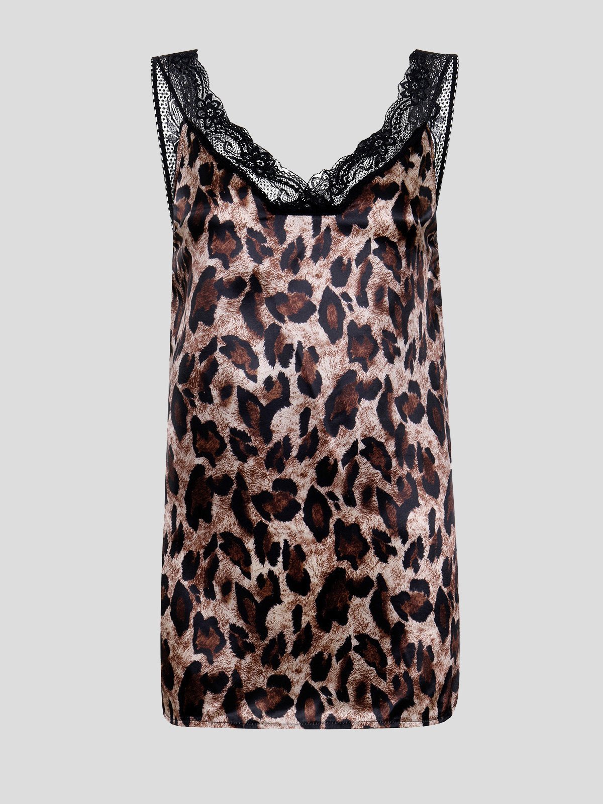 Fashion Leopard Lace Stitching Camisole - Tank Tops - INS | Online Fashion Free Shipping Clothing, Dresses, Tops, Shoes - 10-20 - 21/06/2021 - color-black