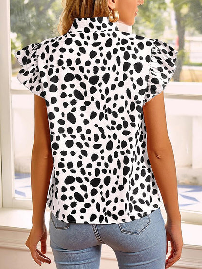 Fashion Leopard Print Ruffle Sleeve Top - Blouses - INS | Online Fashion Free Shipping Clothing, Dresses, Tops, Shoes - 03/07/2021 - 10-20 - BLO2107031149