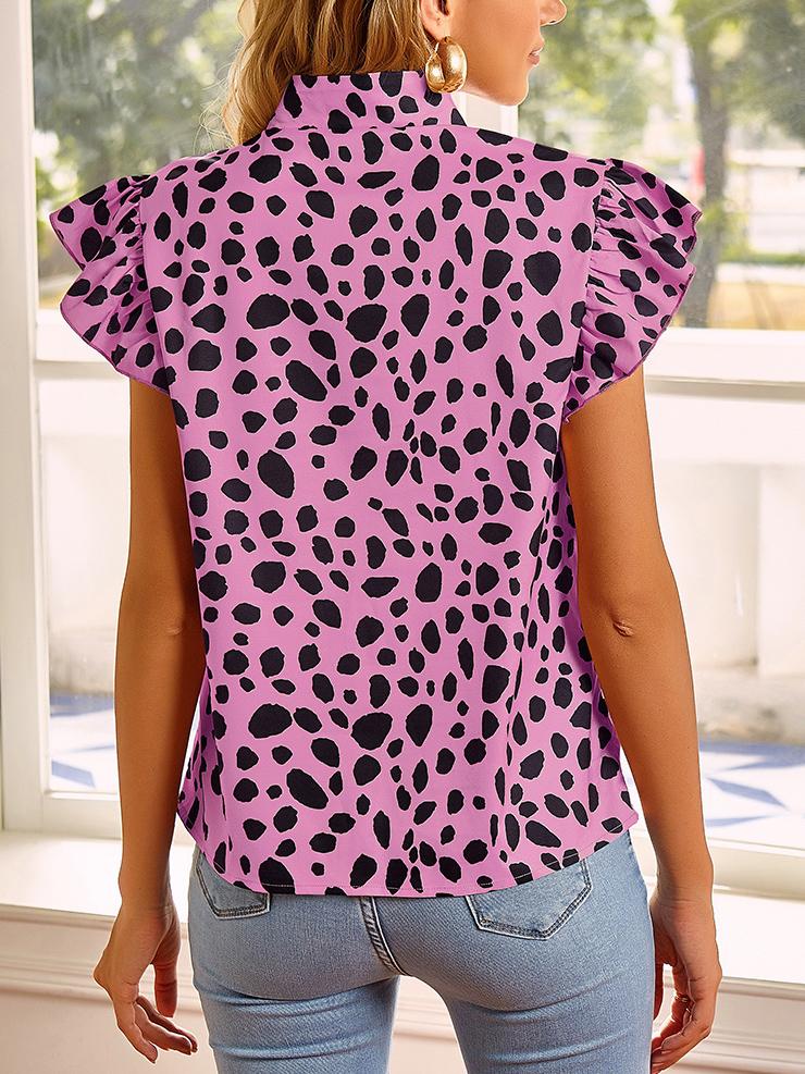 Fashion Leopard Print Ruffle Sleeve Top - Blouses - INS | Online Fashion Free Shipping Clothing, Dresses, Tops, Shoes - 03/07/2021 - 10-20 - BLO2107031149