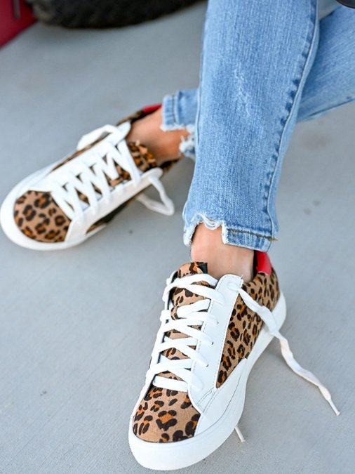 Fashion Leopard Stitched Flat Shoes - INS | Online Fashion Free Shipping Clothing, Dresses, Tops, Shoes