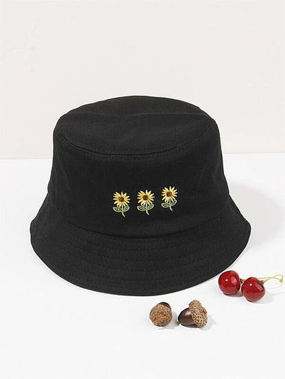 Women Flower Embroidery Bucket Hat - LuckyFash™