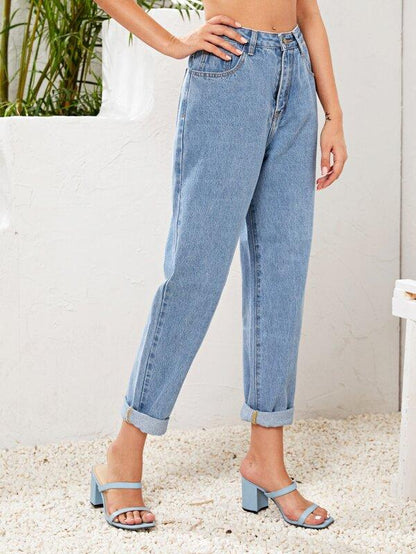 High Waist Straight Leg Jeans - INS | Online Fashion Free Shipping Clothing, Dresses, Tops, Shoes