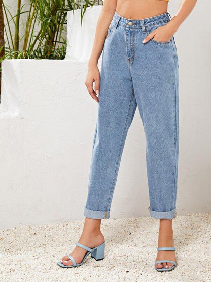 High Waist Straight Leg Jeans - INS | Online Fashion Free Shipping Clothing, Dresses, Tops, Shoes