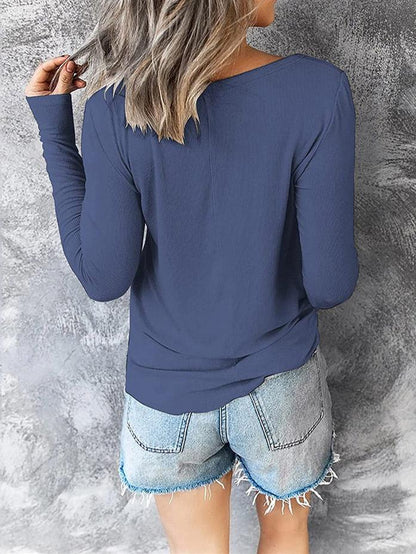 INS Women's Casual V-Neck Drawstring Long Sleeve T-Shirt - T-Shirts - INS | Online Fashion Free Shipping Clothing, Dresses, Tops, Shoes - 03/08/2021 - 10-20 - Category_T-Shirts