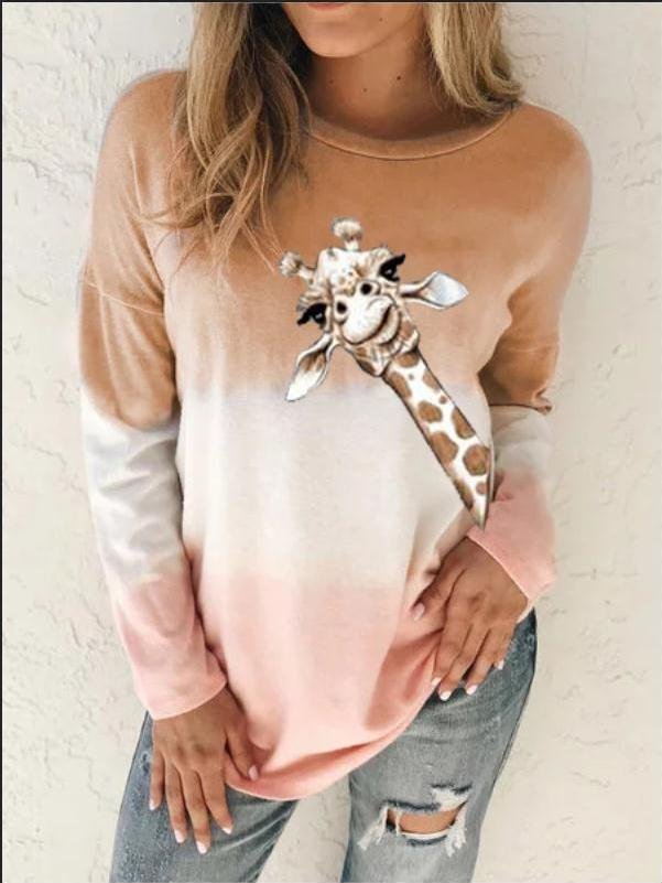 INS Women's Gradient Animal Print Long Sleeve T-Shirt - T-Shirts - INS | Online Fashion Free Shipping Clothing, Dresses, Tops, Shoes - 06/08/2021 - 20-30 - Category_T-Shirts