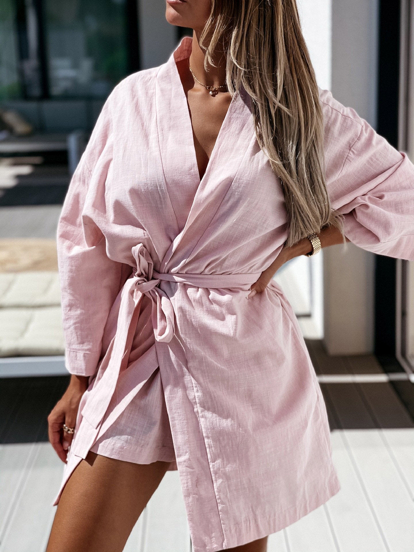 INS Women's Loose Long Sleeve Belted Shirt Dress - Mini Dresses - INS | Online Fashion Free Shipping Clothing, Dresses, Tops, Shoes - 02/08/2021 - 20-30 - Category_Mini Dresses