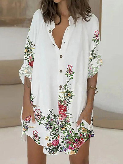 INS Women's Loose Printed Long Sleeve Dress - Mini Dresses - INS | Online Fashion Free Shipping Clothing, Dresses, Tops, Shoes - 02/08/2021 - 30-40 - Category_Mini Dresses