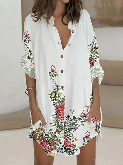 INS Women's Loose Printed Long Sleeve Dress - Mini Dresses - INS | Online Fashion Free Shipping Clothing, Dresses, Tops, Shoes - 02/08/2021 - 30-40 - Category_Mini Dresses